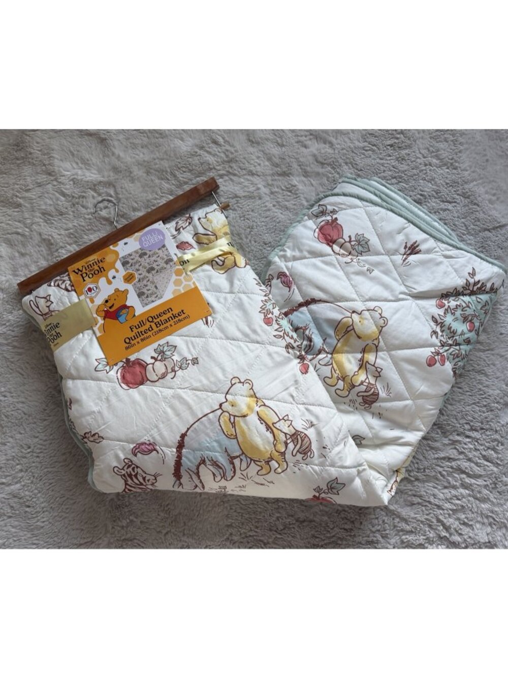 Disney Winnie The Pooh Quilt Reversible Full/Queen Sz Quilted Blanket 86x86 NEW